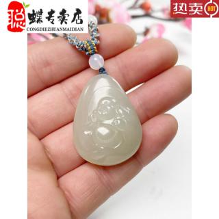 聪蝶和田玉弥勒佛吊坠女款水滴形晴水佛公玉石项链笑佛挂件毛衣链