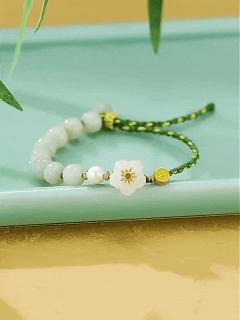 和田玉桃花手链